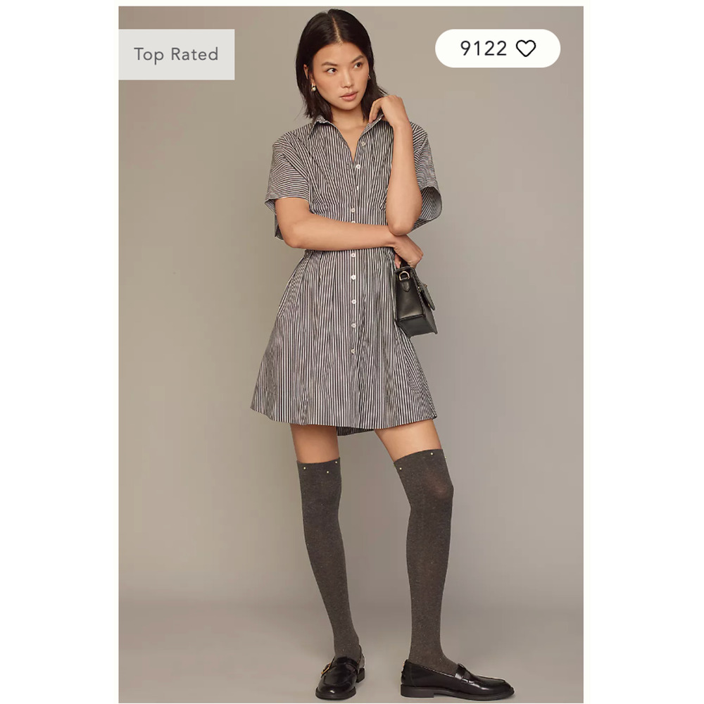 Anthropologie The Tobie Button-Front Pleated Shirt Dress Mini Edition Large